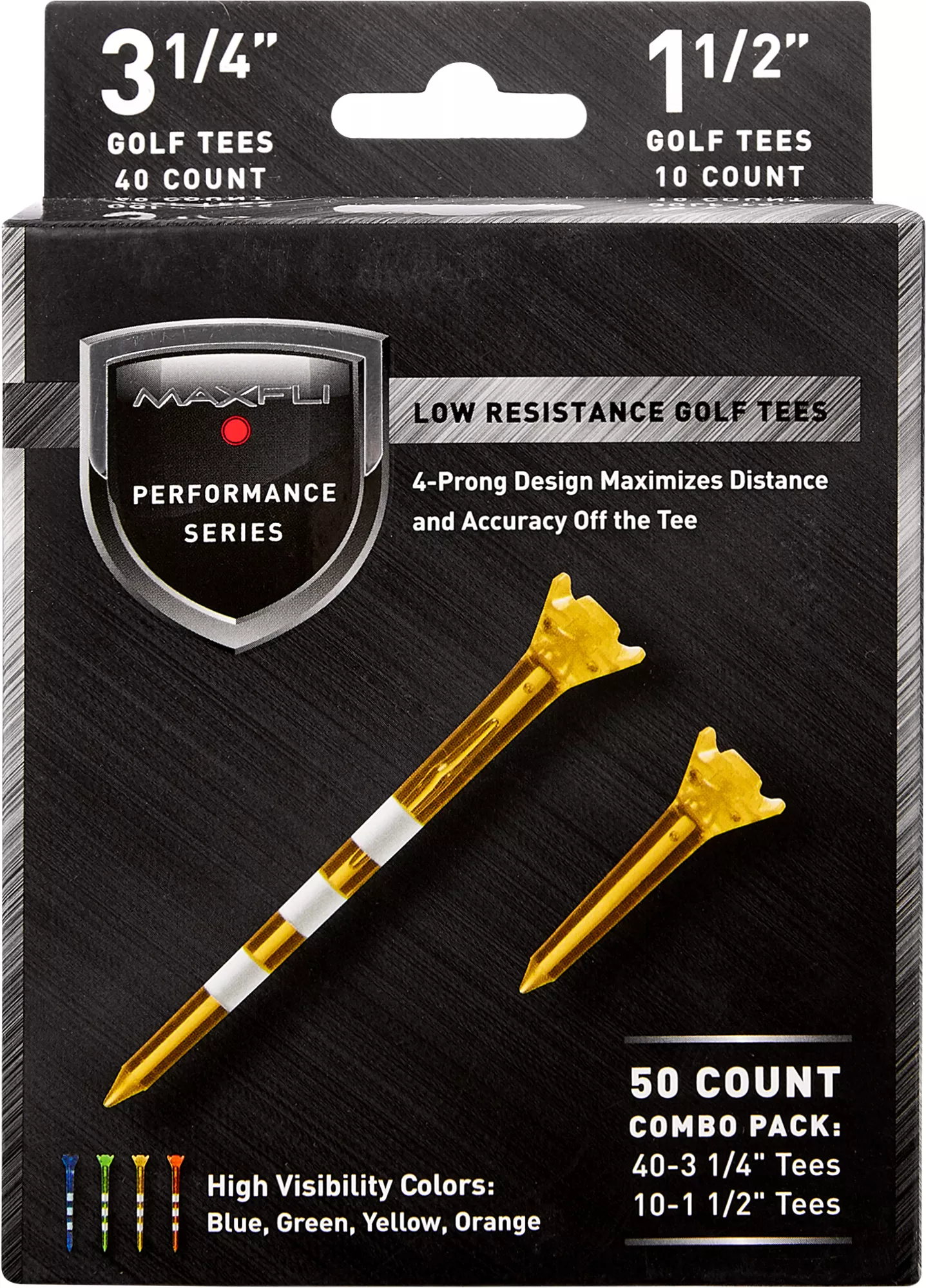 Maxfli Performance Series Low Resistance 3.25” & 1.5” Translucent Golf Tees – 50-Pack 1 Maxfli Performance Series Low Resistance 3.25” & 1.5” Translucent Golf Tees – 50-Pack