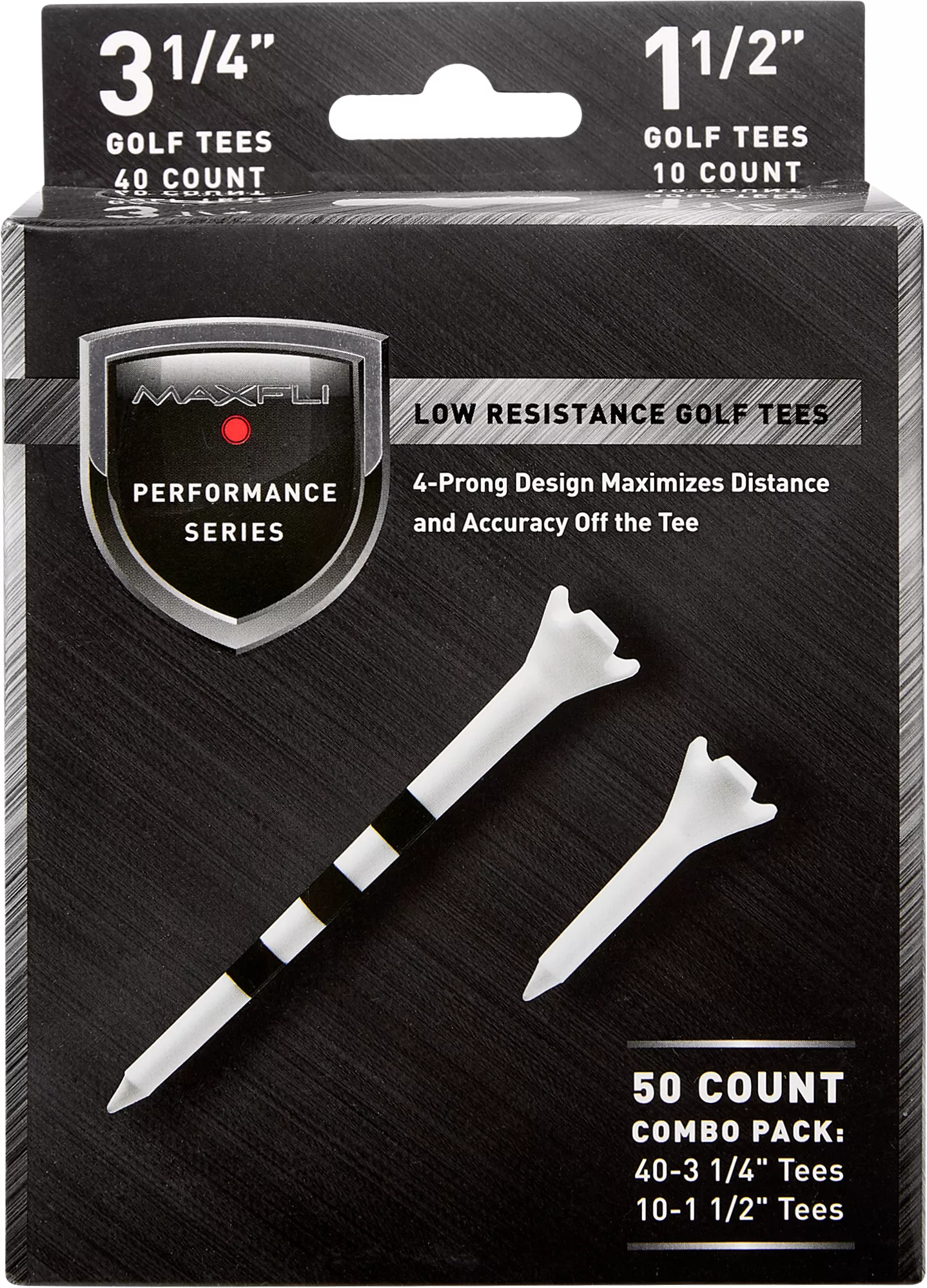 Maxfli Performance Series Low Resistance 3.25” & 1.5” White Golf Tees – 50-Pack 1 Maxfli Performance Series Low Resistance 3.25” & 1.5” White Golf Tees – 50-Pack